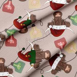 Christmas Printed Liverpool Bullet Textured Fabric by the yard 4Way Stretch Solid Strip Thick Knit Jersey Liverpool Fabric AA907