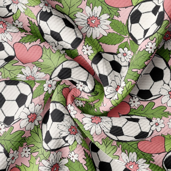 Soccer Floral Printed Liverpool Bullet Textured Fabric by the yard 4Way Stretch Solid Strip Thick Knit Jersey Liverpool Fabric AA613