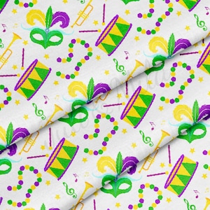 100% Cotton Fabric By the Yard Printed in USA Cotton Sateen -  Cotton CTN2349 Mardi Gras