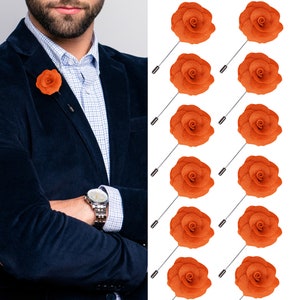 Orange Flower Lapel Pin, Orange Lapel Pin, Lapel Pin, Wedding Lapel Pin, Men Lapel Pin, Lapel Flower, Wedding Boutonniere, Gift, Men&#39;s Lapel