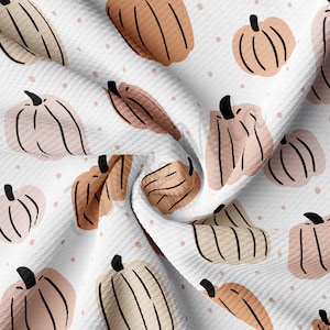 Fall Autumn Pumpkin Printed Liverpool Bullet Textured Fabric by the yard Fabric AA647