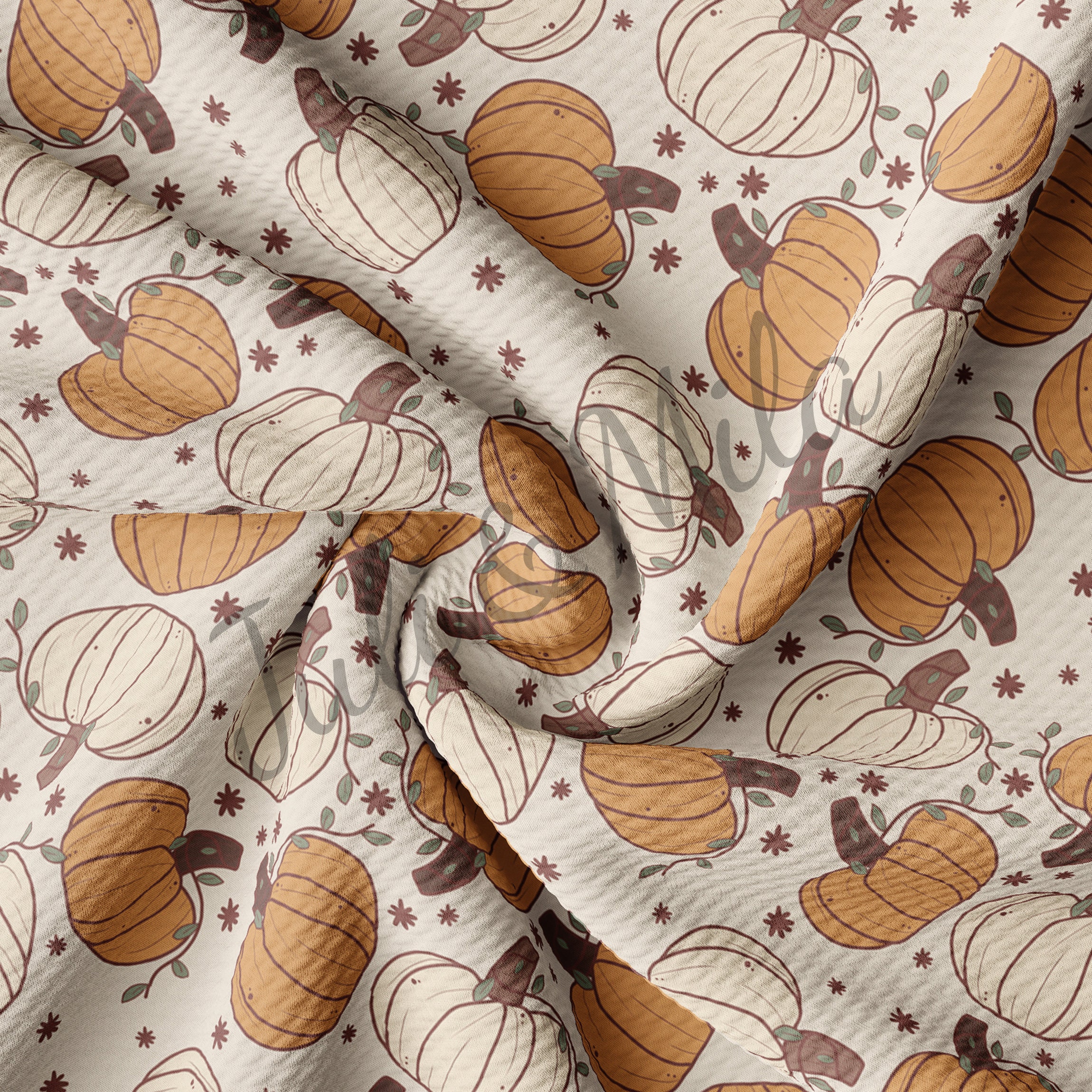 Pumpkin Printed Liverpool Bullet Textured Fabric by the yard 4 Way St…