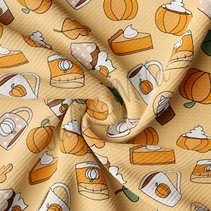 Thanksgiving Pie Pumpkin Fall Autumn Printed Liverpool Bullet Textured Fabric by the yard Liverpool Fabric pumpkin115
