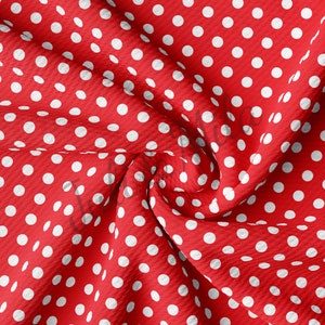 Printed Liverpool Bullet Textured Fabric by the yard Polka Dots Red AA256