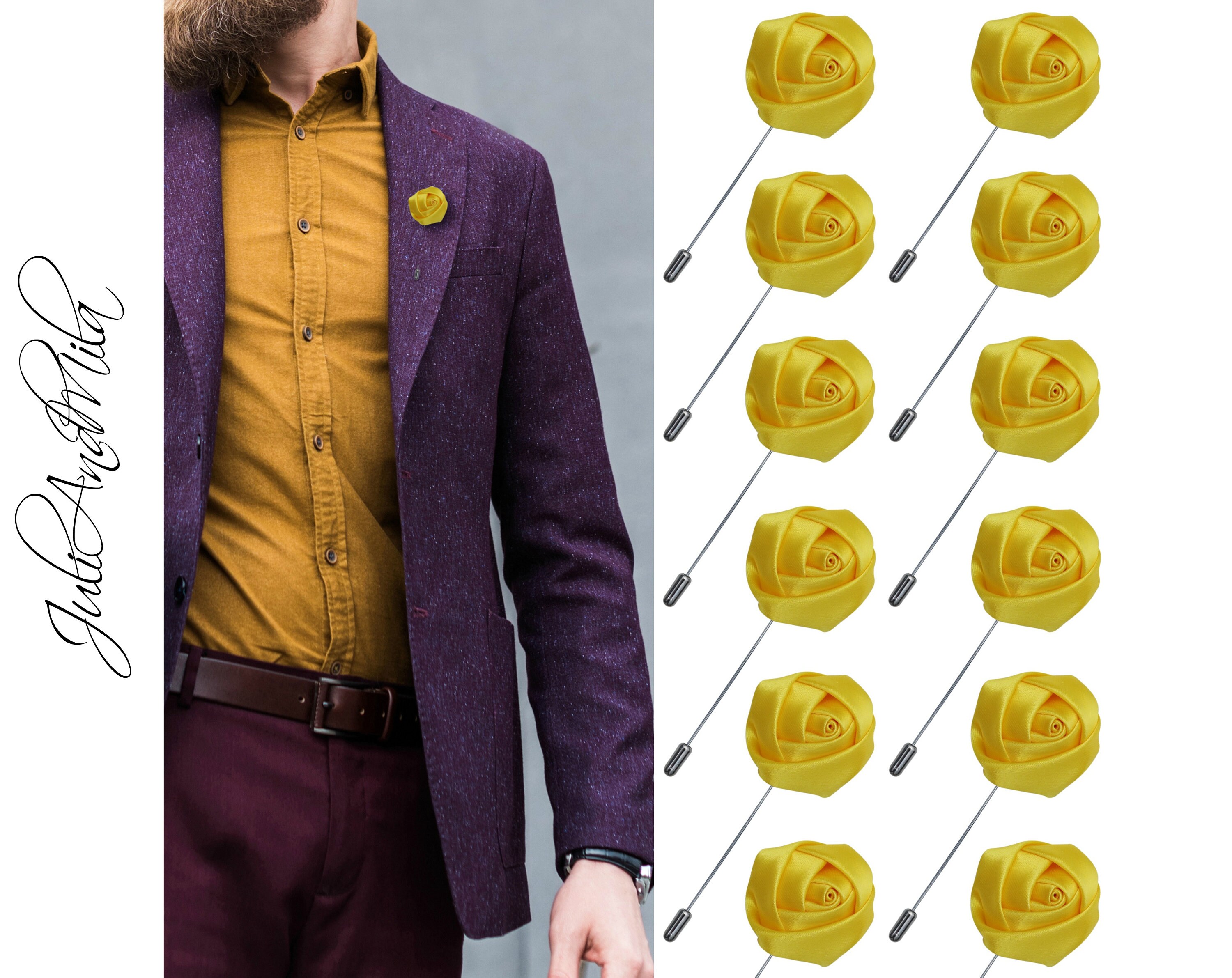 Flower Lapel Pin Golden Yellow Lapel Pin Lapel Pin Wedding Etsy