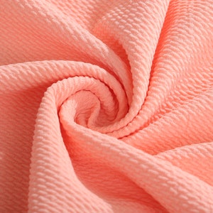 Peach Liverpool Bullet Textured Fabric by the yard 4 Way Stretch Solid - Strip Half Yard Thick Knit Jersey Liverpool Fabric for Bows