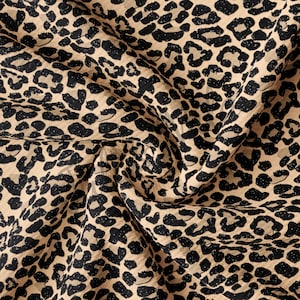 Cheetah Leopard Liverpool Bullet Textured Fabric by the yard 4Way Stretch Solid Strip Thick Knit Jersey Liverpool Fabric AA195  BP102