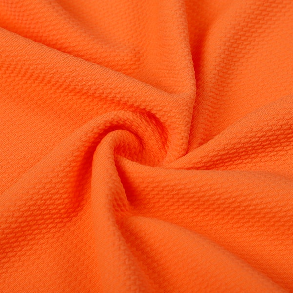 Neon Orange Liverpool Bullet Textured Fabric by the yard 4 Way Stretch Solid - Strip Half Yard Thick Knit Jersey Liverpool Fabric for Bows