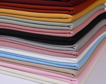 Waffle Fabric by the yard Waffle Knit Stretchy Polyester Spandex 60 inches wide Solid Colors