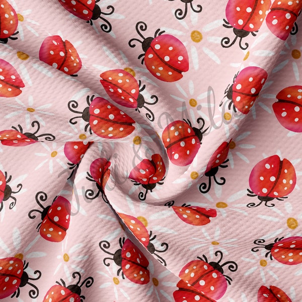 Ladybug Italian Stretch Satin Fabric main image 1