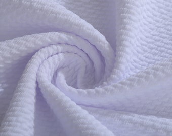 Blanco Liverpool Bullet Textured Fabric cortado a la talla 4 Way Stretch Solid - Strip Half Yard Thick Knit Jersey Liverpool Fabric for Bows