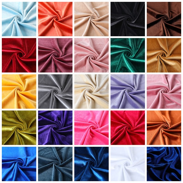 Stretchy Velvet Fabric by The Yard Stretch Fabrics Polyester Spandex for Scrunchies Clothes Costumes Crafts Bows