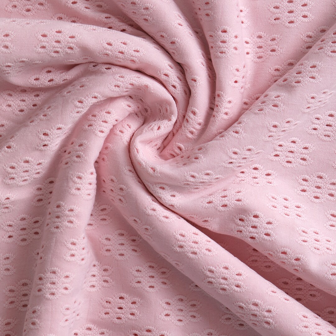 Eyelet Fabric by the Yard, Floral Knit Eyelet Fabric, Eyelet Stretchy