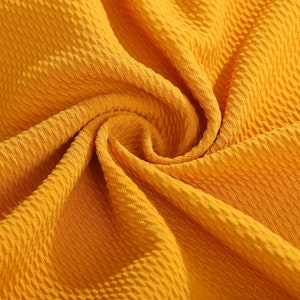 Mustard Liverpool Bullet Textured Fabric by the yard 4 Way Stretch Solid - Strip Half Yard Thick Knit Jersey Liverpool Fabric for Bows