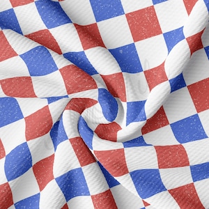4th of July Printed Liverpool Bullet Textured Fabric by the yard 4Way Stretch Solid Strip Thick Knit Jersey Liverpool Fabric AA1763
