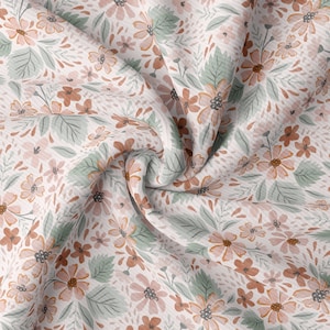 Rib Knit Fabric by the Yard Ribbed Jersey Stretchy Soft Polyester Stretch Fabric 1 Yard  RBK2425 Floral