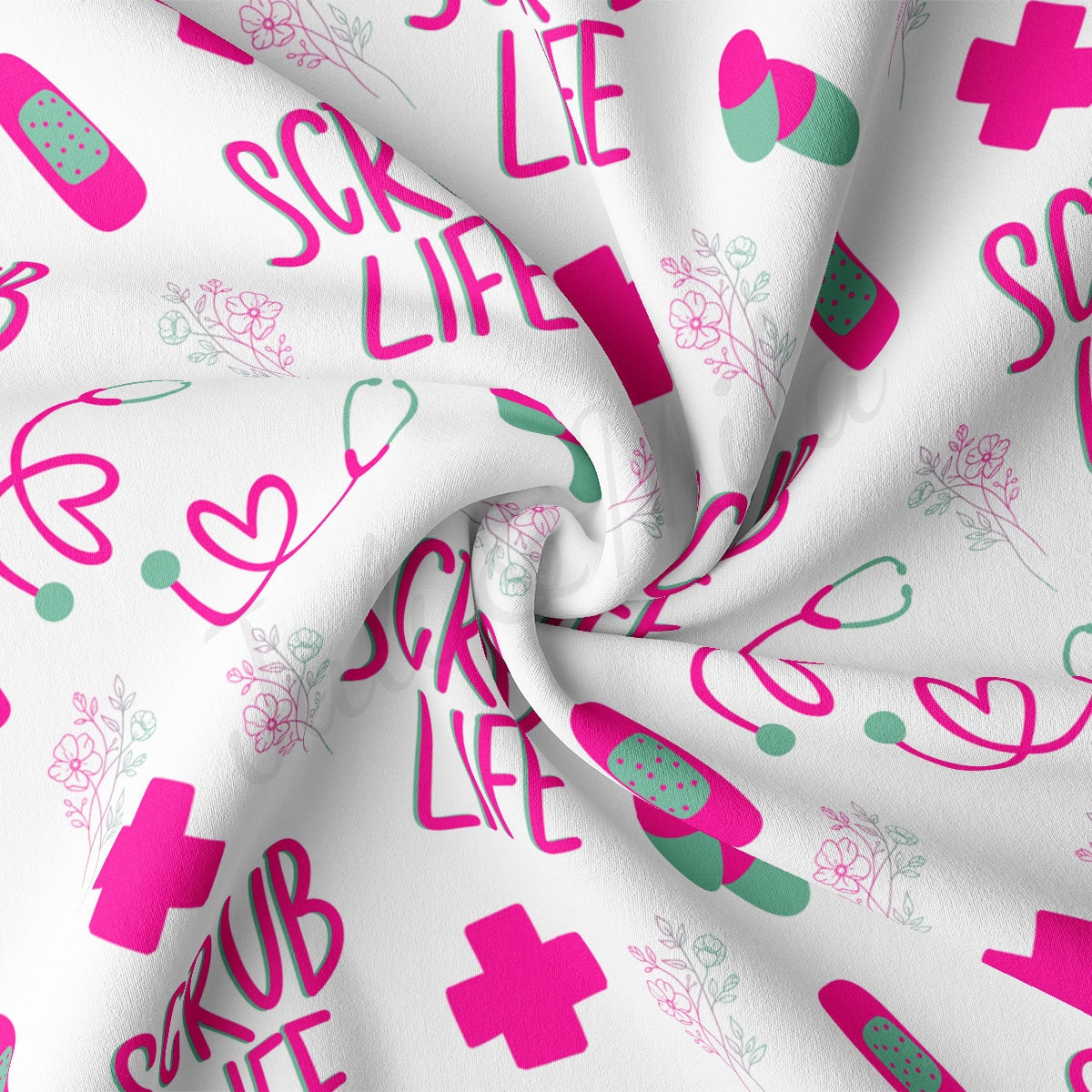 DBP Fabric Double Brushed Polyester Fabric by the Yard DBP Jersey Stretchy Soft Polyester Stretch Fabric DBP2577 Nurse Scrub Life