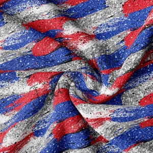 Patriotic 4th of July Printed Liverpool Bullet Textured Fabric by the yard 4 Way Stretch Solid Liverpool Fabric USA Flag (PT30) TBP102