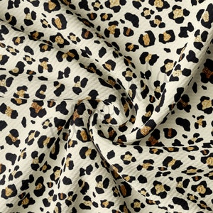 Cheetah Leopard Liverpool Bullet Textured Fabric by the yard 4Way Stretch Solid Strip Thick Knit Jersey Liverpool Fabric AA189  TBP102
