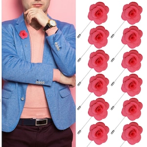 Flower Lapel Pin, Hot Pink Lapel Pin, Lapel Pin, Wedding Lapel Pin, Men Lapel Pin, Lapel Flower, Wedding Boutonniere, Gift, Men&#39;s Lapel