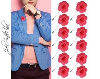Flower Lapel Pin, Hot Pink Lapel Pin, Lapel Pin, Wedding Lapel Pin, Men Lapel Pin, Lapel Flower, Wedding Boutonniere, Gift, Men's Lapel