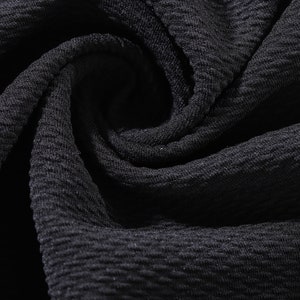 Black Liverpool Bullet Textured Fabric by the yard 4 Way Stretch Solid - Strip Half Yard Thick Knit Jersey Liverpool Fabric for Bows