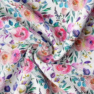 Printed Floral Liverpool Bullet Textured Fabric by the yard Way Stretch Solid Strip Thick Knit Jersey Fabric Bow AA515