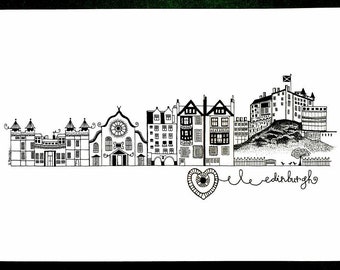 Edinburgh print - Scottish - A5 art - Edinburgh art - cityscape - birthday gift - housewarming gift - wedding gift - travel gift - prints