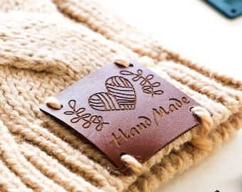 Custom Vegan Leather Labels: Sew-On Branding Tags for Knitted Items
