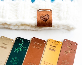 Etiquetas de cuero vegano personalizadas: etiquetas para coser y tejer (56 mm x 22 mm)