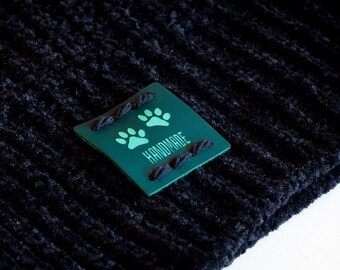 Custom Vegan Leather Sewing Tags: Personalized Knitting Labels (31mm)