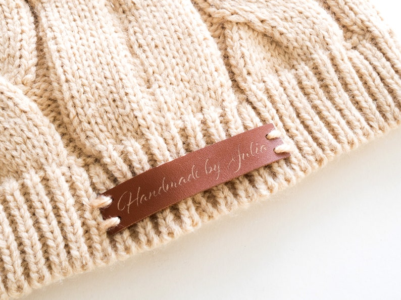 Personalized Brown Leather Tags Custom Sewing Tags Knitting Etsy