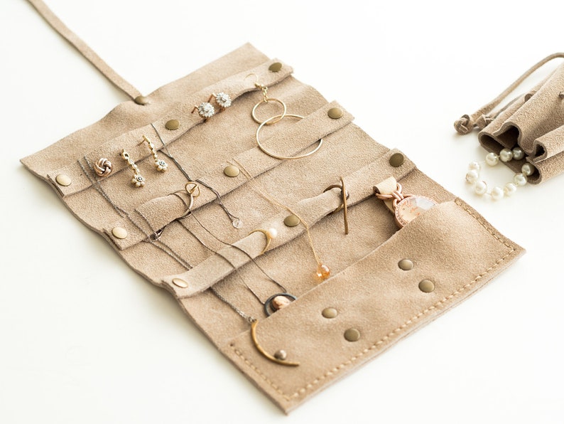 Leather Jewelry Travel Organizer Personalized Jewelry Roll Etsy