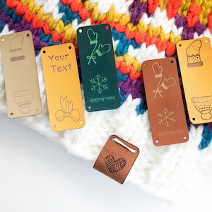 Custom Vegan Leather Labels: Sew-On Knitting & Crochet Tags