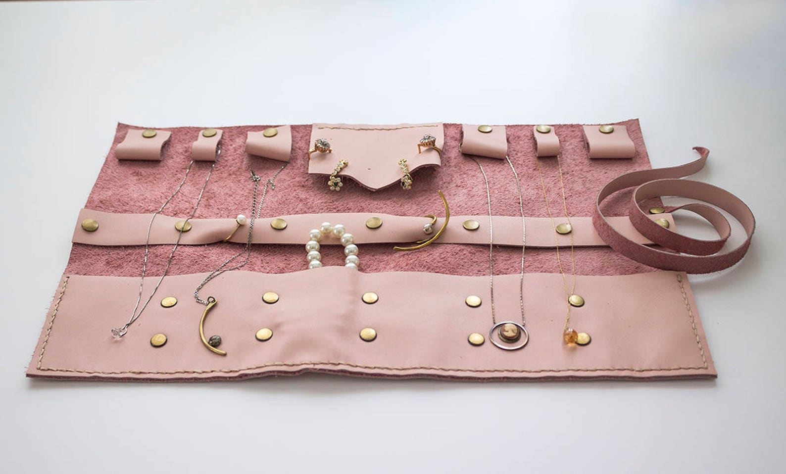 Leather Jewelry Travel Organizer Jewellery Case Necklace Etsy