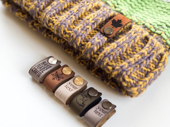 Custom Small Labels With Rivet, Knitting Beanie Tags, Personalized Leather  Tags, Crochet Tags, Leather Label for Knitted Items, Handmade Tag 