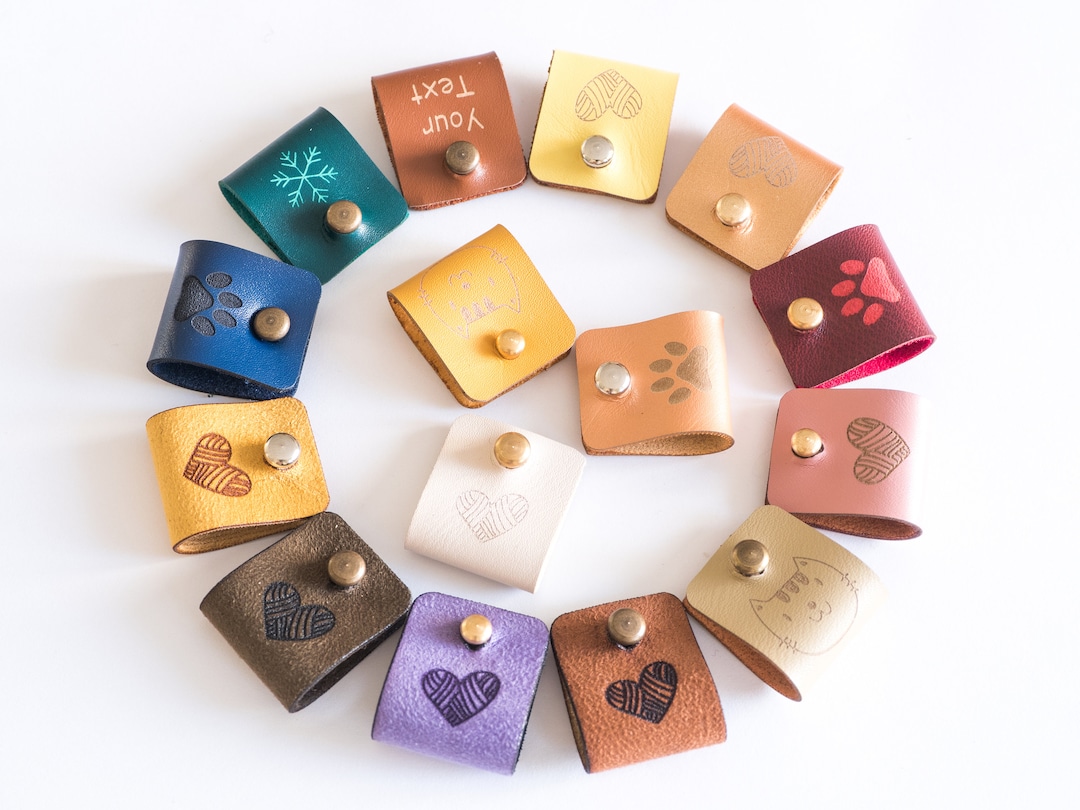 20 Pieces Label Set, Leather Labels for Knitted Items With Rivets