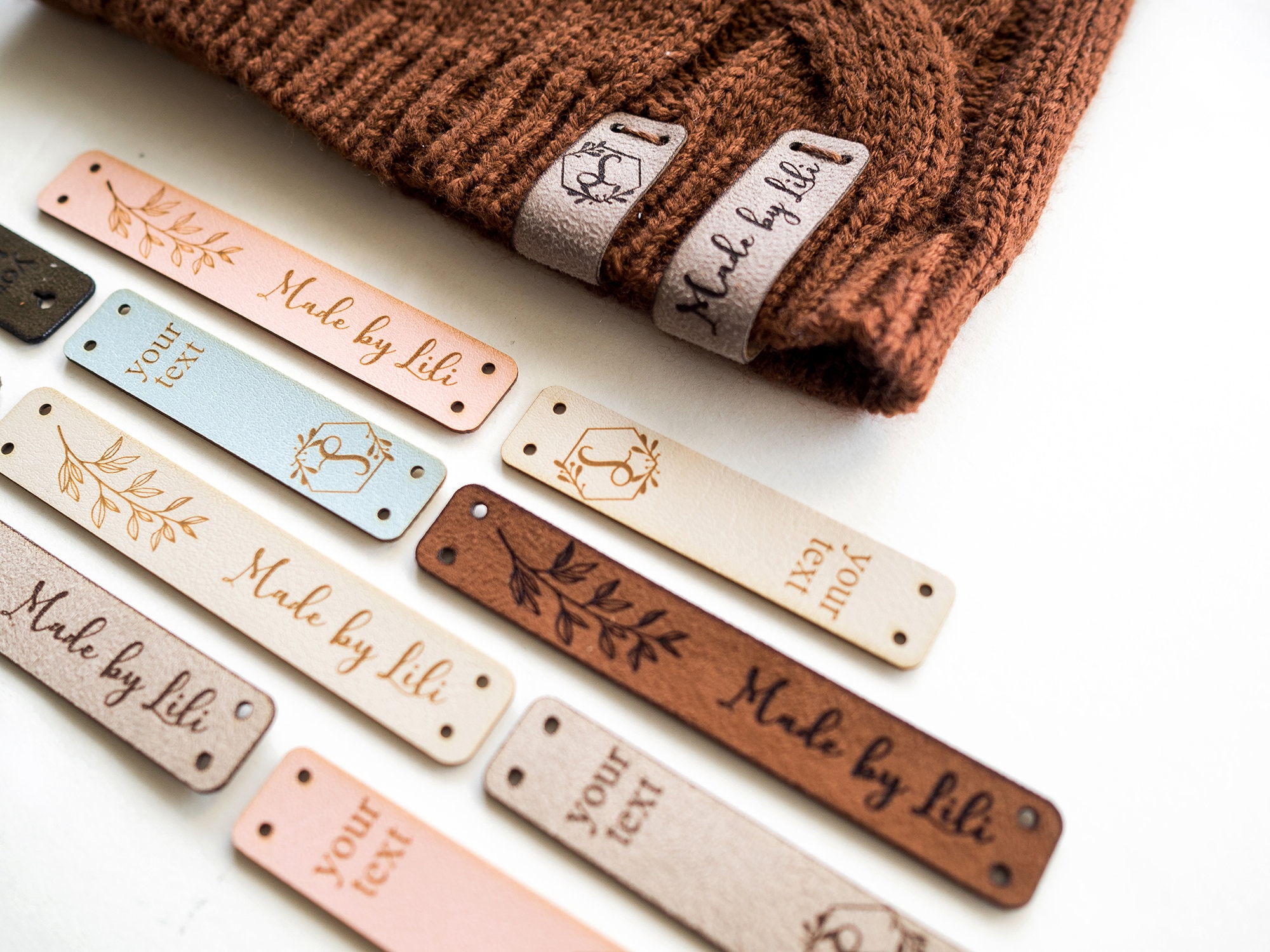Labels for handmade items, leather tags for handmade items
