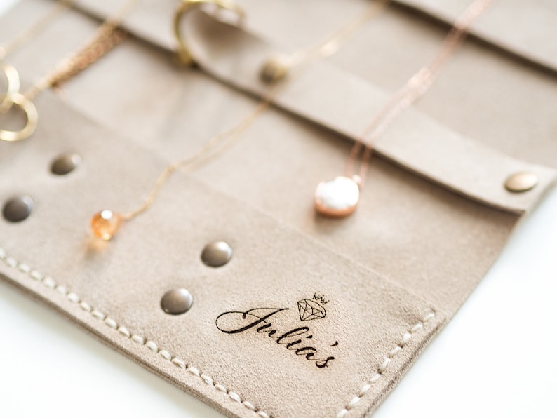 Leather Jewelry Travel Organizer Personalized Jewelry Roll Etsy