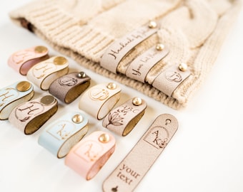 Etiquetas de cuero vegano personalizadas con remaches: etiquetas tejidas personalizadas