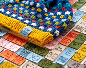 Etiquetas de código QR personalizadas: etiquetas de cuero vegano para artículos hechos a mano