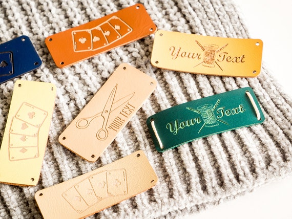 Personalized Sewing Labels for Handmade Items, PU Leather Labels for  Knitted Items, Faux Leather Knitting Tag, Custom Clothing Sew on Labels 