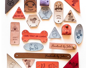 leather tags for handmade items, tags for handmade items, labels for handmade items, handmade tags for crochet, crochet tags, knitting tags