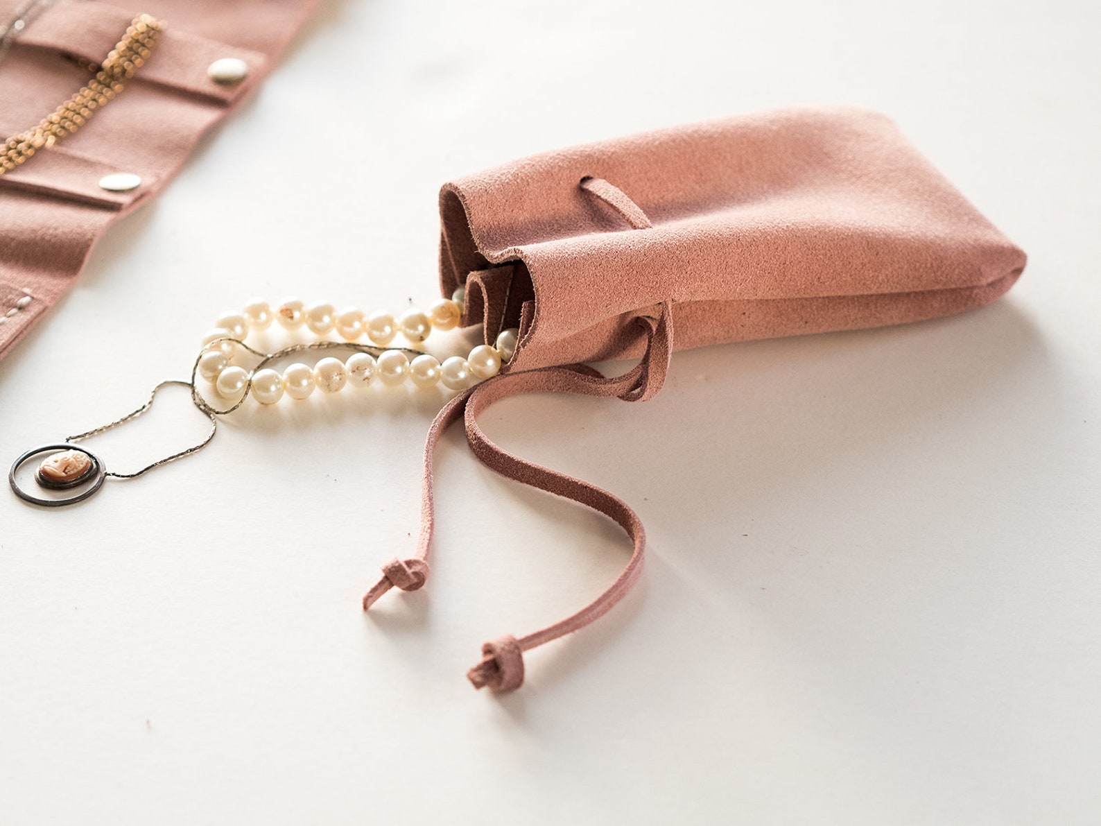 Travel Jewelry Pouch Suede Drawstring Bag Accessory Storage Etsy