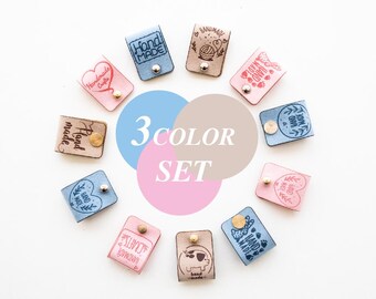 Etiquetas para artículos hechos a mano y personalizadas: conjunto de 3 colores, etiquetas de tejido personalizadas