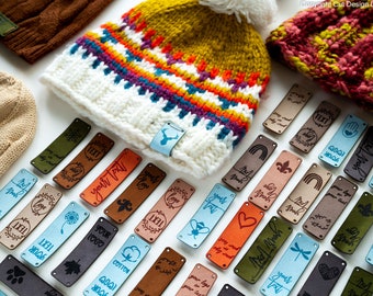 Etiquetas de piel sintética personalizadas: etiquetas de costura para crochet, tejidos y artículos hechos a mano