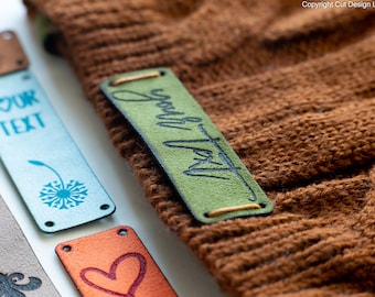 Etiquetas de tejido de cuero vegano personalizadas: etiquetas personalizadas para proyectos de crochet