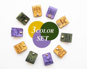 Etiquetas tejidas de piel sintética personalizadas: juego de 3 colores, etiquetas personalizadas