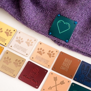 Knitting Tags, Handmade Item Tags, Custom Sewing Tags, Personalized Vegan Leather Tags, PVC leather Labels, Faux Leather Logo Tags, PVC Tags