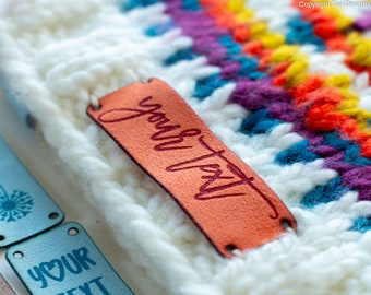 Etiquetas de tejido de cuero vegano personalizadas: etiquetas personalizadas para proyectos de crochet